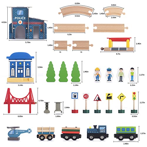 Betdef Wooden Train Set 65Pcs, Toy Train Sets With All-Wood Double Sided Train Tracks For Boys & Girls Fits Thomas, Brio, Melissa And Doug...(65Pc) #TOP3