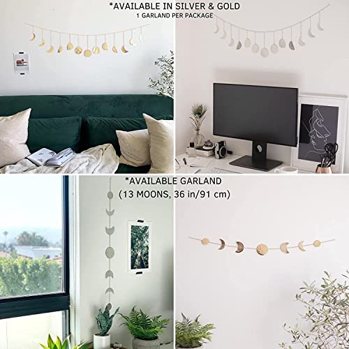 Image of Wall Decorations | Boho Accents Wall Decor | Moon Phases Art | Moon Phase Wall Hanging | Bohemian Decor for Bedroom, Home, Living Room, Apartment or Dorm (36 INCH, Golden)