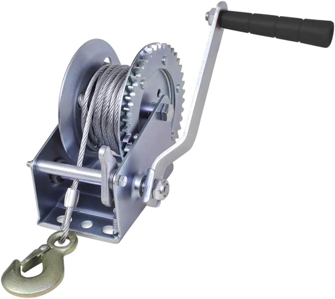Hand Winch 3500lbs with 10m Steel Wire Rope Boat Trailer Towing Winch Heavy-Duty Car Hauling Wire Cable for ATV Truck Marine Use