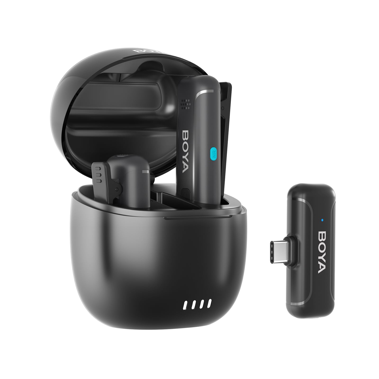 BOYA BY-WM3T-U2 Micrófono Lavalier inalámbrico, doble canal, duración de la batería de hasta 30 horas, interfaz USB-C compatible con portátiles Android Smartphone, adecuado para grabación de vlog