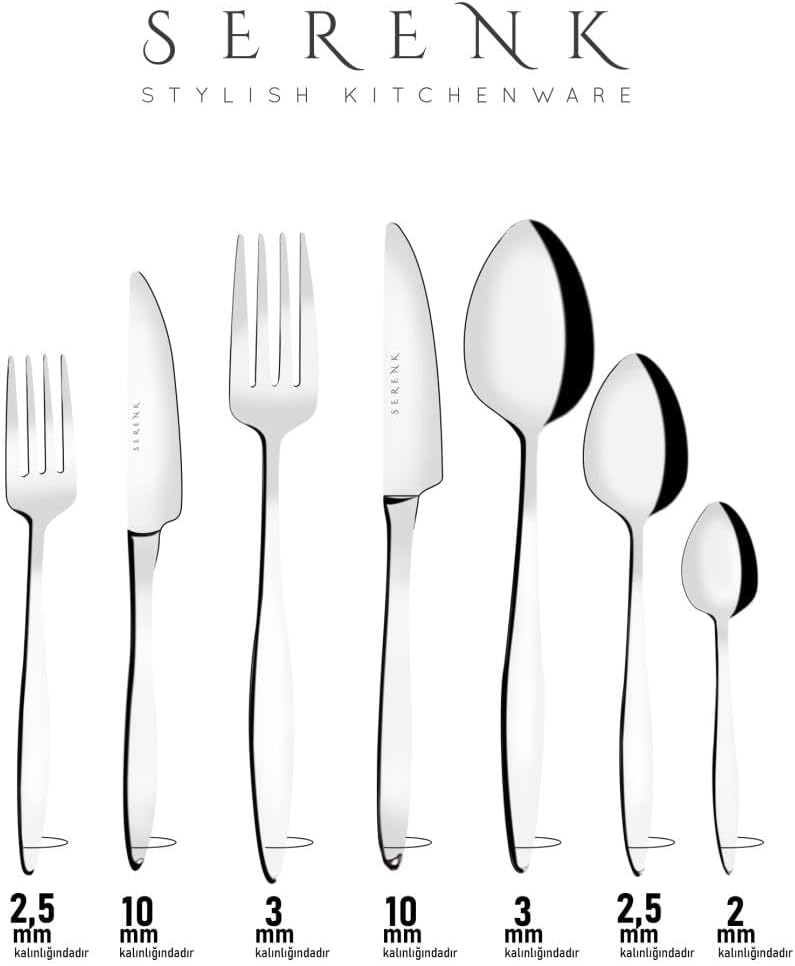 Stainless Steel Cutlery Set, Modern Silverware Flatware Set for Dining, Kitchen Utensils with Forks, Knives and Spoons, Dishwasher Safe (Milan) (18)