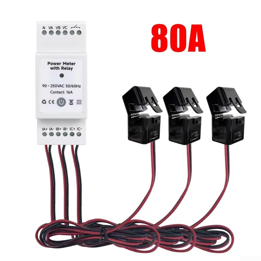 per Smart Life WIFI trifase a quattro fili contatore di elettricità, monitor di potenza SP361-R con relè misurazione bidirezionale dell'energia solare, contatore di elettricità fotovoltaico (80A)