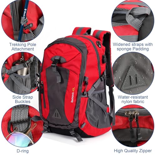 40L Hiking Backpack, Hiking Rucksack Durable Waterproof Travel Bag Outdoor Sports Camping Cycling Skiing Daypack Climbing Trekking Mountaineering Gifts for Men Women - Image 5