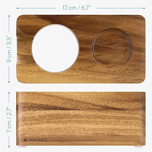 Navaris Wooden Coffee Tamper Station - 51mm Tamper Holder for Espresso Machine Accessories - Wood Portafilter Stand for Kitchen, Bar, Restaurant, Cafe