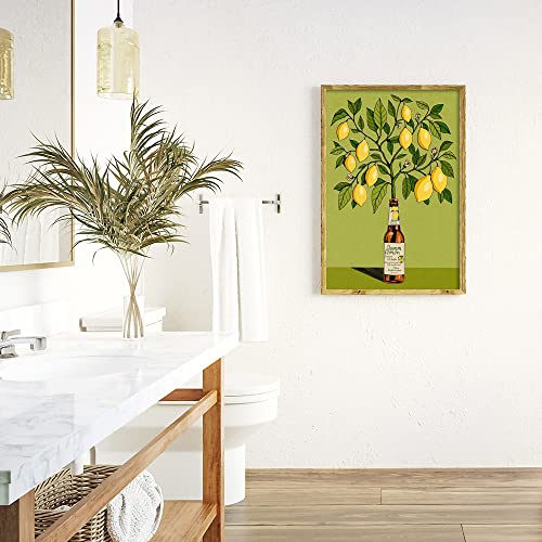 Koeuirw Vintage Lemon Branches Canvas Wall Art Watercolor Lemonade Glass Bottle Poster Beautiful Green Plant Leaves Print Painting Farmhouse Style Home Kitchen Dining Room Wall Decor 12X16 Unframed #TOP7