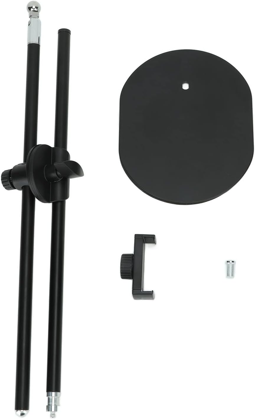 Overhead Phone Mount, Video Recording Multiangle Adjustable Telescopic Soft Cushion Arm Cellphone Holder Tabletop Live Stream Clamp Stand