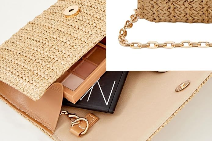 Image of BRYCTSISEN Women Straw Beach Clutch Purse Handbag Summer Elegant Vacation Style Shoulder Bag Crossbody Bag (Colorful2)
