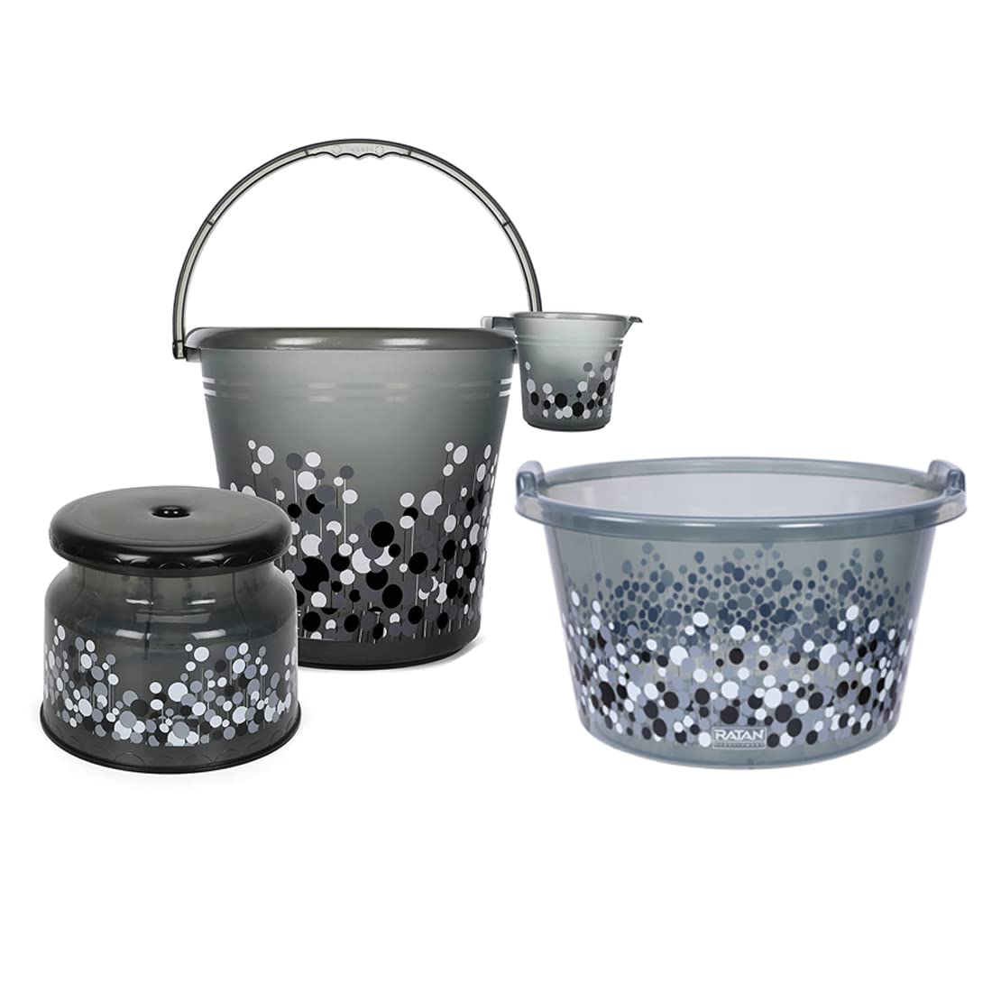 See full amazon price history chart for Dhwani Enterprise (Ratan) Plastics Frosty Bubble Print Pack of 4 Bathroom Set (20L Bucket x 1 / 1L Mug x 1/ Stool x1/ 20Ltr Tub x1) -Black Dhwani Enterprise (Ratan) Plastics Frosty Bubble Print Pack of 4 Bathroom Set (20L Bucket x 1 / 1L Mug x 1/ Stool x1/ 20Ltr Tub x1) -Black (B0B9RZZKR6) Amazon Price History, Amazon Price Tracker