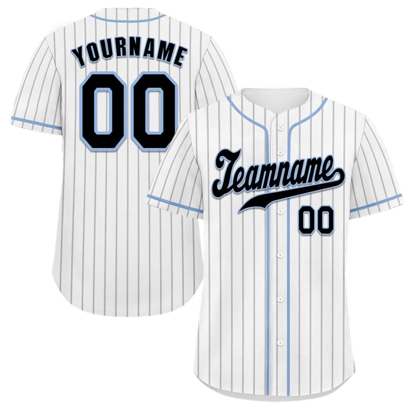 Sponsored Ad – Custom Men’s Baseball Jersey Button Down Hip Hop Sports Shirt Personalised Stripe Softball Training Jerseys Uniform Stitched/Printed Name/Number for Woman Youth