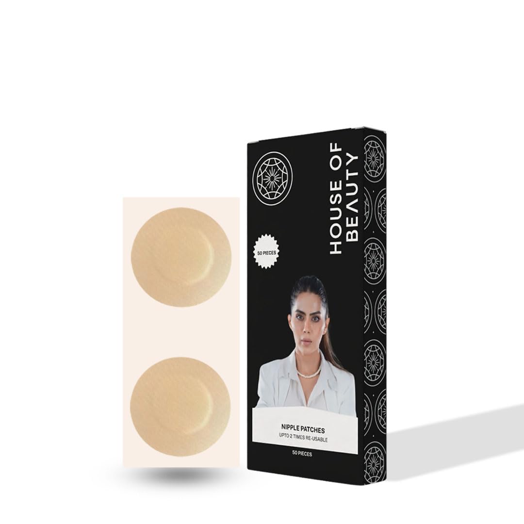 Nipple Patches, Nipple Cover Bra Pads Self Adhesive Sticker Cotton Peel and Stick Petals, Reusable Nipple Patches Cover, Round Shape (50 Pieces) Cream-image-12