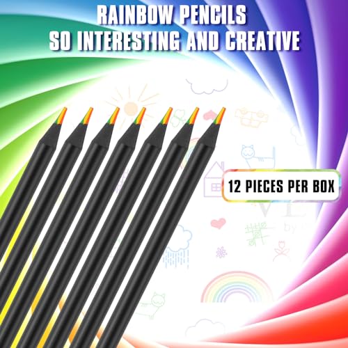 Tinnivi TNCP7IN1-12 Art Supplies For Kids And Adults, 7 Color In 1 Black Wooden Rainbow Colored Pencils Pre-Sharpened thumb #3