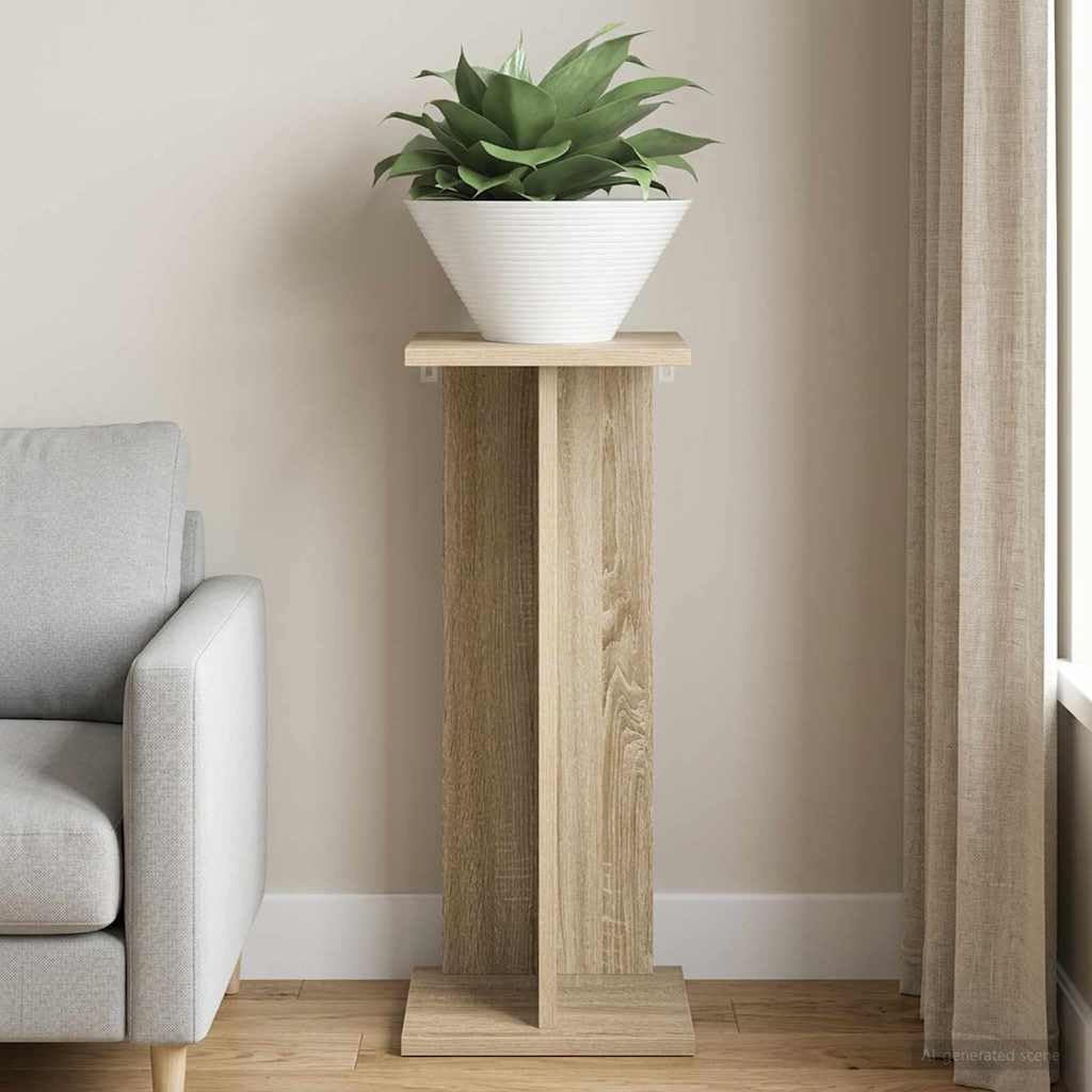 Soporte para plantas de madera de ingeniería, 25 x 25,5 x 60,5 cm, estante