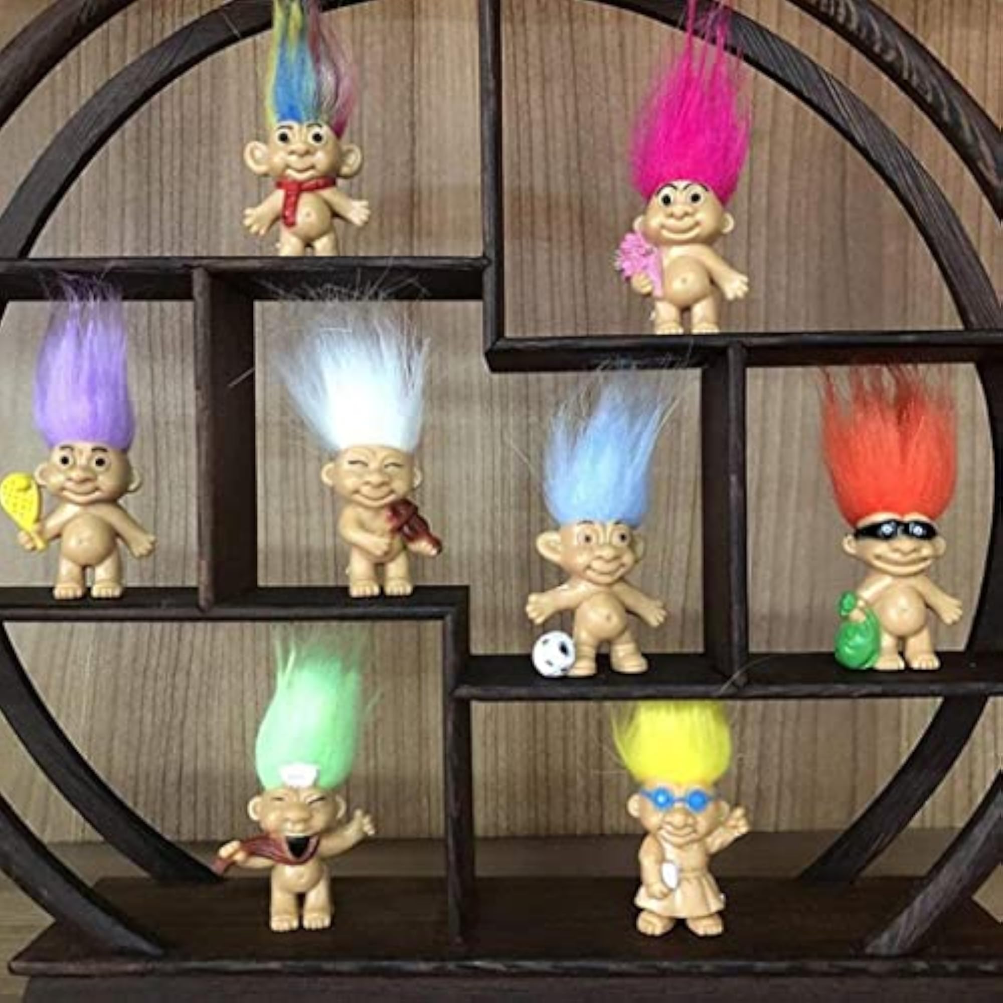 Dollhouse Miniature Retro Troll Doll Figures, 5 Pieces