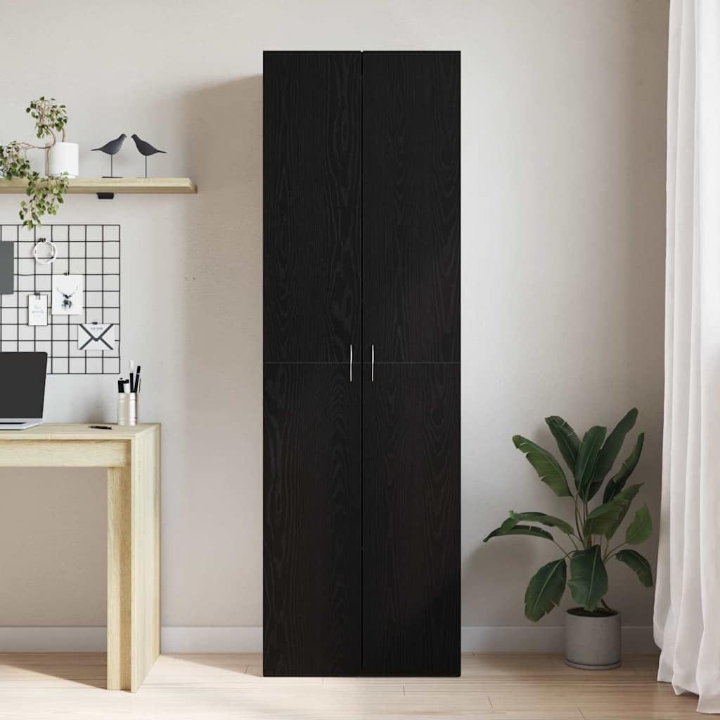 IKAYAA Armadietto in Holz Armadio Porte Battenti Aktenschrank Armadietto per Garage Armadio Ufficio Mobili Ufficio-Rovere nero-60 x 32 x 190 cm
