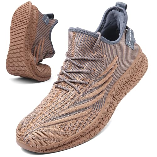 Image of Men's Walking Running Shoes Lightweight Breathable Sneakers | Easy slip-on design with knitted mesh upper. Lightweight non-slip tennis sneakers for gym, daily walking and work