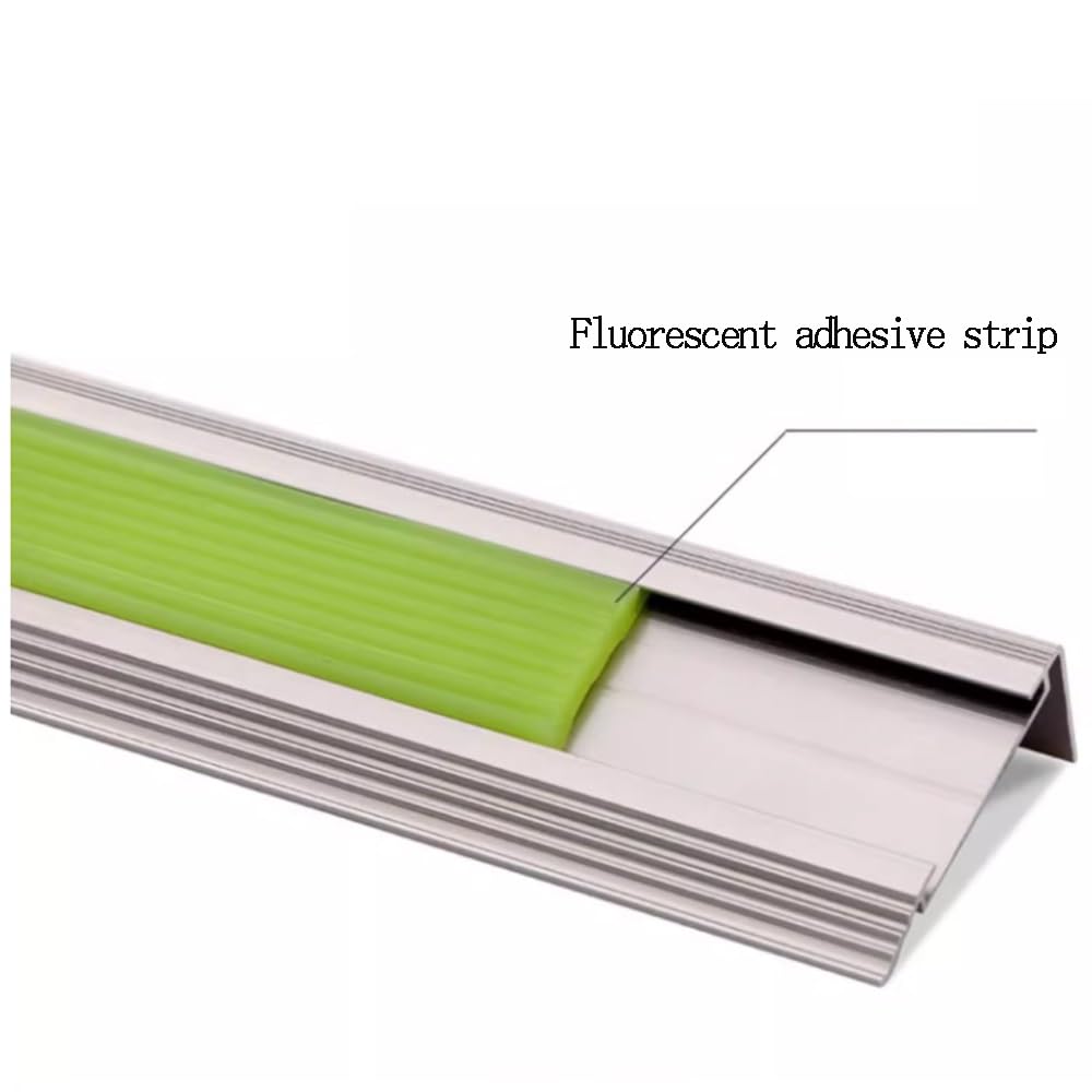Luminosa Profilo Angolare Profilo per Bordi Scale in Alluminio, 45 50 55 60 70 85mm Profilo Angolare per Scale, Antiscivolo(Black+Green,W60mm)