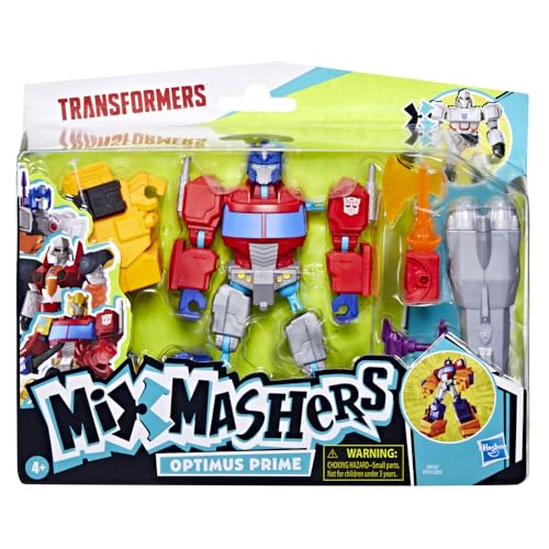 Image of Transformers MixMashers Optimus Prime Custom Mix-and-Match Deluxe Action Figure & Accessories, 5-Inch (12 cm) Robot Toys for Kids, Ages 4+
