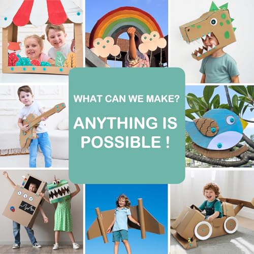 Image of Kizzikids Cardboard Tools for Kids with Cutter &Tool Box, 87 PCS Cardboard Construction Kit for Family & Team Activities, Creative STEM Educational Toys Gift for Boys and Girls Aged 5+
