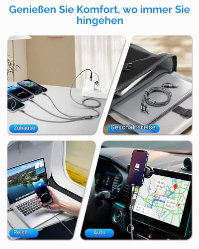 Miger 5 in 1 Multi Ladekabel,USB A/C Multi USB Kabel mit Datenübertragung – Ansicht 4