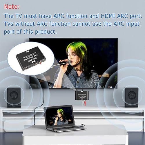 SDKDZKG 192KHz DAC Converter, HDMI ARC Audio Extractor Adapter, HDMI/Digital Optical Toslink SPDIF to Analog Optical Toslink SPDIF, ARC, L/R or 3.5 mm Jack Stereo for TV Amplifier Soundbar Speaker - Image 4