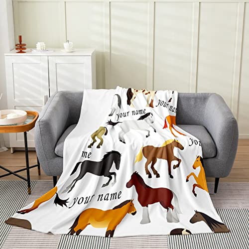 Manta de forro polar de franela personalizada para niños, manta mullida de caballo galopante para cama, sofá, sofá, bonita decoración de animales, manta de cama transpirable de felpa vaquera, decorac