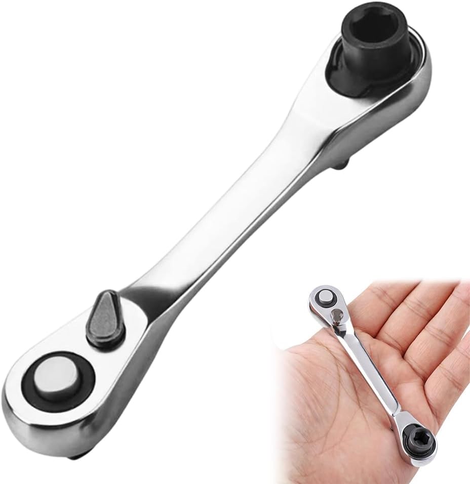 1/4 Inch Mini Double Headed Ratchet Wrench, 72-Tooth Drive Socket and Screwdriver Bit Ratchet Set 5° Quick Release Drive Socket Tool for Tight Spaces (1)