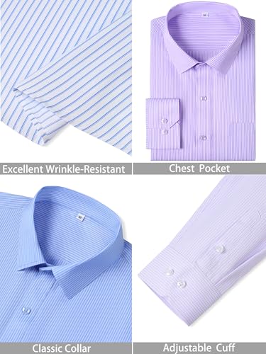 Mens Striped Dress Shirts Long Sleeve Button Down Shirt for Men Grade 4 Wrinkle-Resistant4