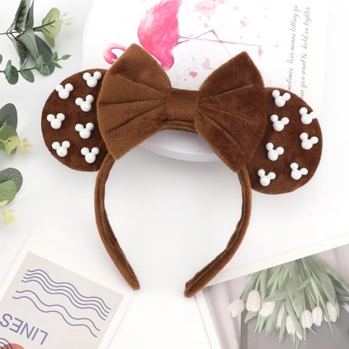 Image of DRESHOW Mouse Ears Headbands for Women Glitter Hairbands Bow Head Bands Velvet Head Band Christmas Cosplay Costume Princess Party Decorations Halloween & Disney Trip