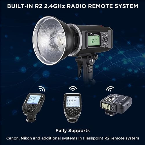 Flashpoint XPLOR 600 HSS Outdoor Battery Powered Studio Flash Strobe Monolight w/Built-in R2 2.4GHz Radio Remote System, Bowens Mount, 600Ws 11.1V 8700mAh Lithium Battery, 450 Full Power Flashes