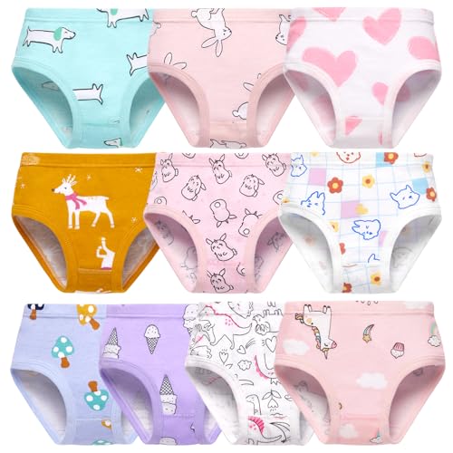 Soleurfe Unterhosen Mädchen 100% Baumwolle Bequeme Slips für Kinder 98-104 (3-4 Jahre) Einzigartige Designs täglichen Tragen 10er Pack