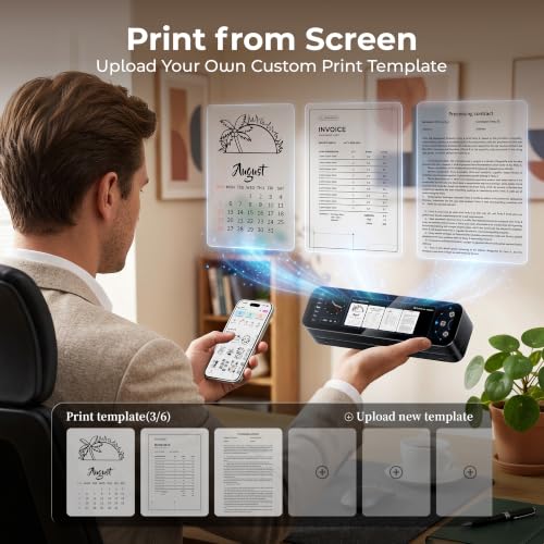 Image of Phomemo M810 Full-Touchscreen AirPrint Portable Printer Wireless for Travel | Tap to Print & Custom Content Thermal Wireless Inkless Printer, For 8.5 inchx11 inch Letter, Compatible with Phone /PC, Mobile & Home