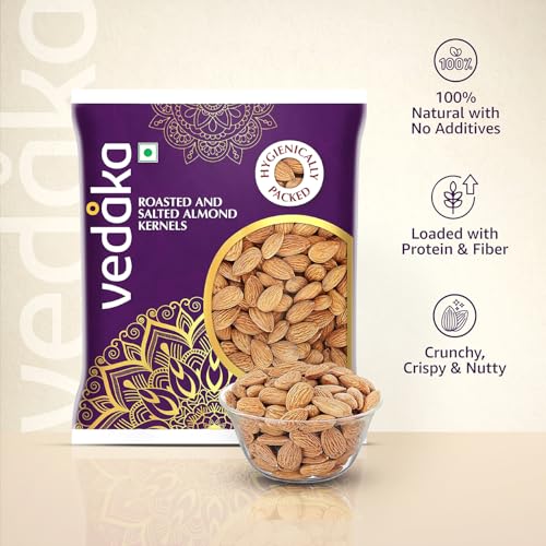 Image of Amazon Brand - Vedaka Premium Roasted and Salted Almonds, 100g.
