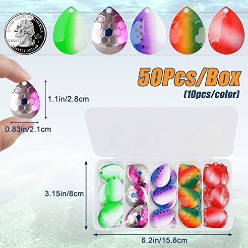Fishing Colorado Spinner Blades Kit, 50Pcs Colorado Blades Lure Making Supplies For Spinnerbaits Walleye Rig Crawler Harness Lures Fishing Spinner Blades Replacement #TOP3