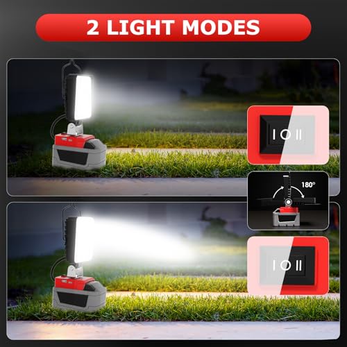 Image of 2 Pcs Cordless LED Work Light for Milwaukee m18 18v Battery, 132W 13200LM Battery Light for Milwaukee 18v Tools, Fathers Day Gift,Flood Lighting with USB & Type-C Charging Port,Low Voltage Protection