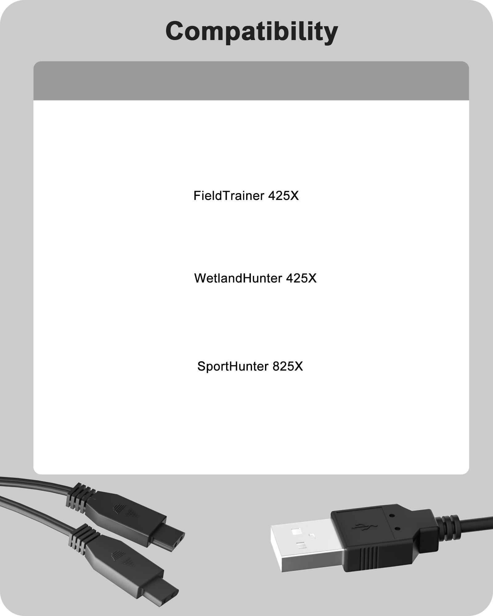 VHBW 6.56Ft USB Charger Replacement for Sportdog SD-425, SD-425S, SD-425CAMO, and SD-825 Shock Collar Charging Adaptor