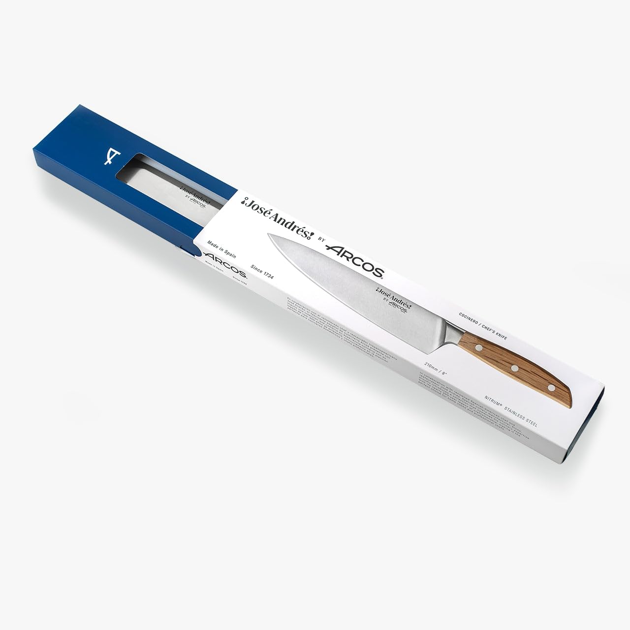 Arcos by Chef José Andrés - Coltello da pane da 20 cm per pane artigianali e prodotti da panetteria, lama forgiata in acciaio inox Nitrum con bordo in seta, manico ergonomico in legno di incina