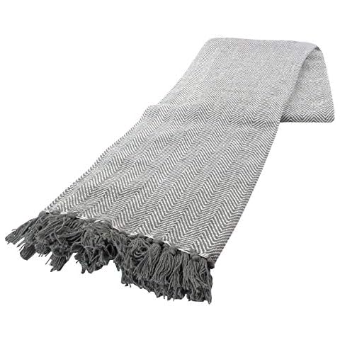 Country Club Large Grey and White Throw Cover