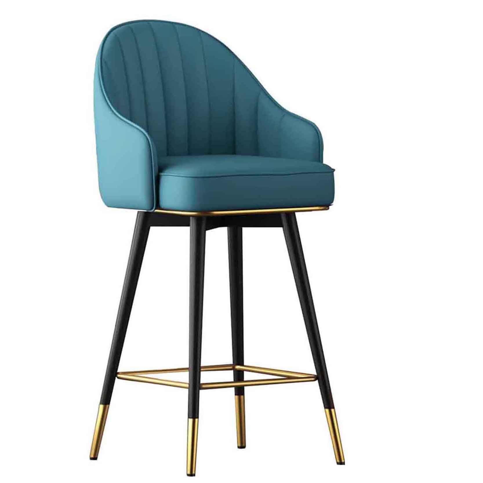 IUokLU Modern Upholstered Bar Stool with Backrest 360° Swivel Suitable for Restaurants Bistros Cafes Grey(Blue-65cm)