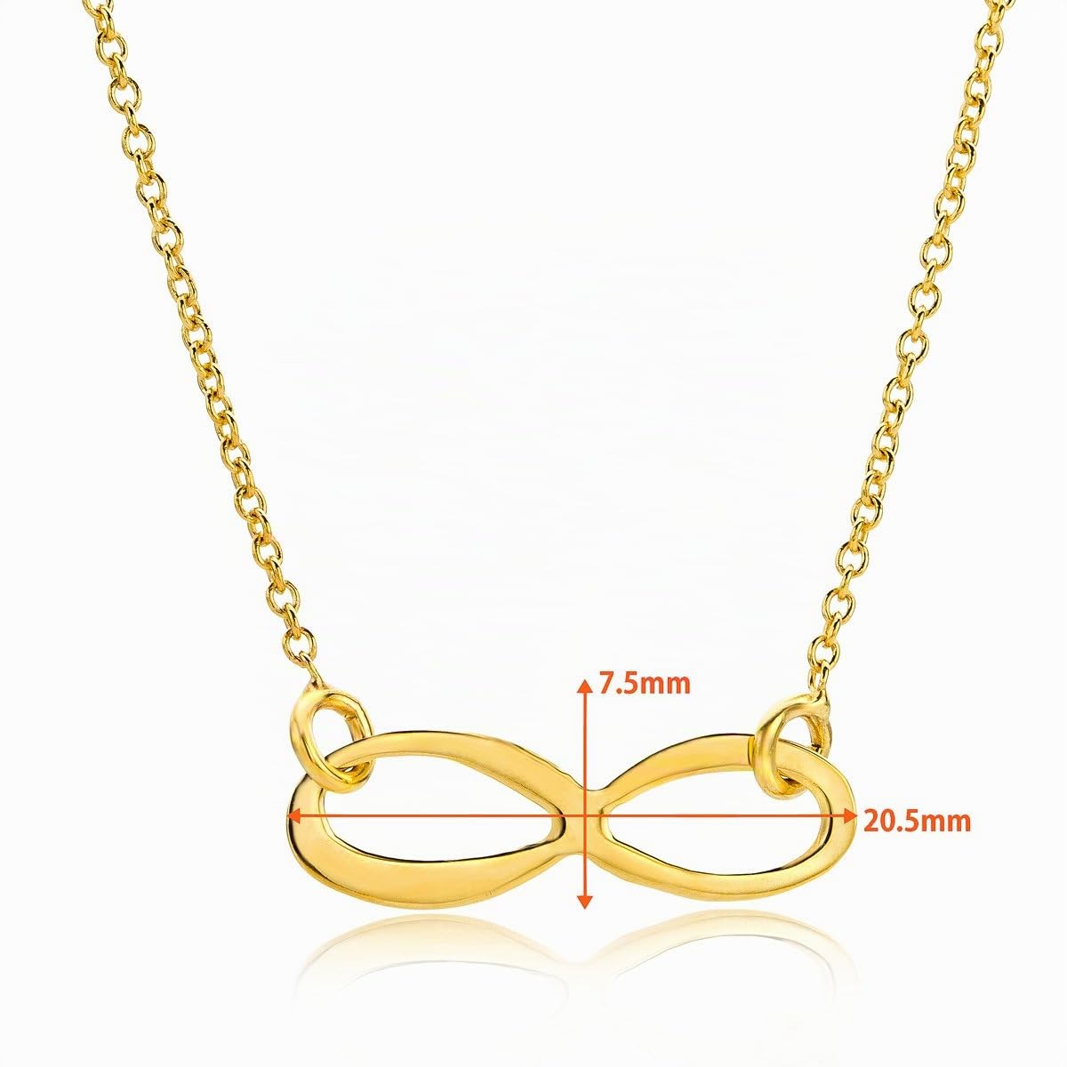 Orovi Collar Señora Infinito con cadena en Oro Amarillo Oro 9 Kt / 375 Cadena 45 Cm Collar Producido en Italia