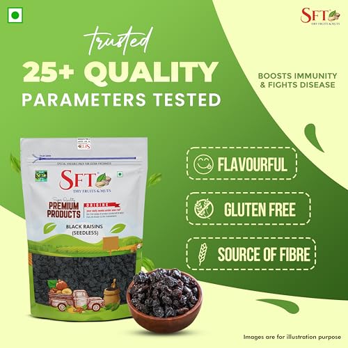 Image of SFT Premium Afghani Seedless Fresh Black Raisins 1Kg Value Pack| Healthy Snacks, Dry Fruits, Kishmish | High In Antioxidants, Naturally Sweet & Tasty