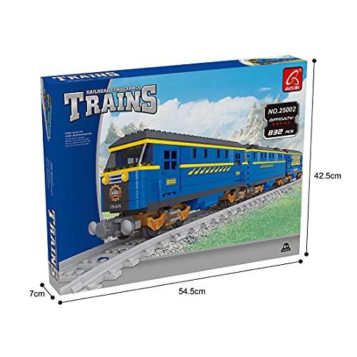 VPPI Technik Zug Eisenbahn Bausatz, City Personenzug Bausteine Modell mit Schienen, 832 Teile City Güterzug… – Bild 7