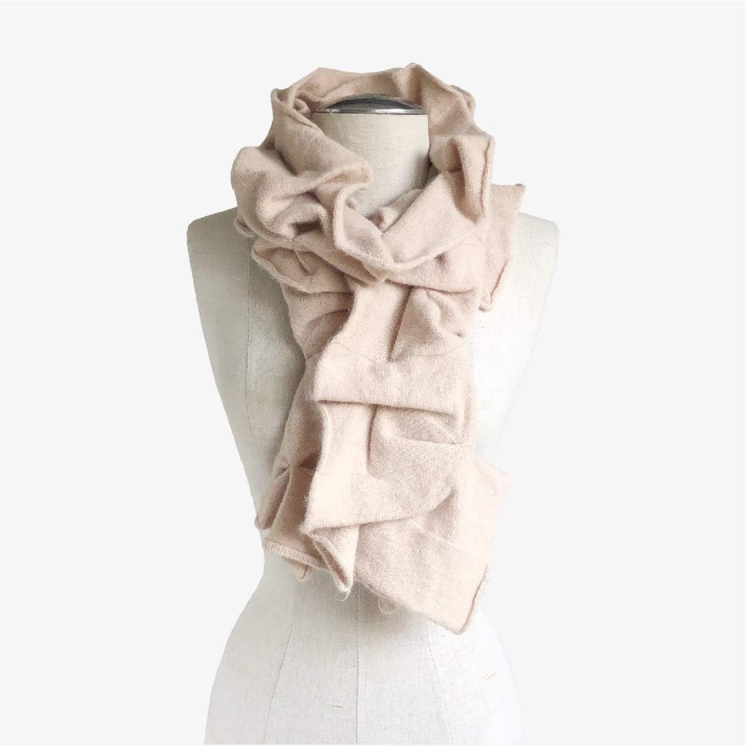 Ruffle Wool/Angora Heavy Knit Cold Weather Fashion Scarf