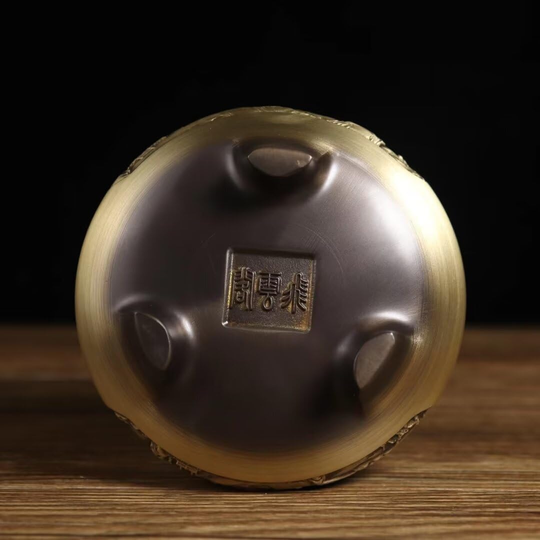 Quemador de Incienso Chino de Cobre Puro, Regalo Zen, Estufa de meditación para el hogar, Oficina, hogar, Quemador de Incienso de Estilo Chino con Tapa, Quemador de sánd