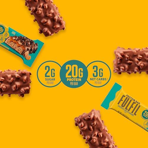 Image of FULFIL Protein Bars, Chocolate Salted Caramel Flavored, Gluten Free with 20g Protein, Pantry Staples, 12 Count (Pack of 6)
