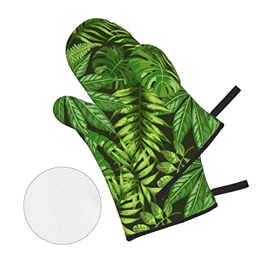 Snrfory Oven Mitts And Pot Holders 4Pcs Set, Tropical Monstera Palm Tree Leaf Kitchen Oven Glove For Cooking Baking Grilling #TOP1