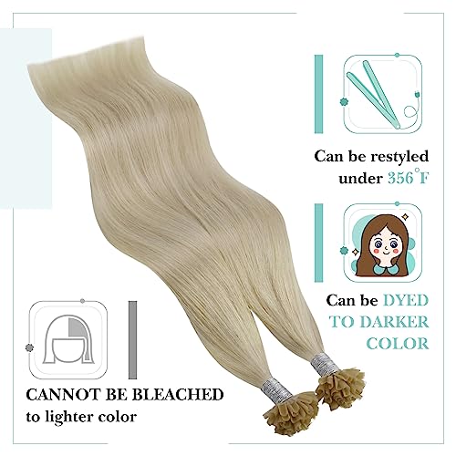 Image of YoungSee U Tip Hair Extensions Human Hair Blonde Utip Hair Extensions Light Blonde Blend Naturally Ktip Human Hair Extension for Everyday Wear 1g /Strand 50g 50 Strands