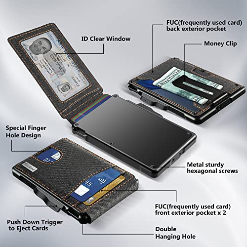 Image of umoven Wallet for Men - with Money Clip Slim Leather Slots Credit Card Holder RFID Blocking Bifold Minimalist Wallet