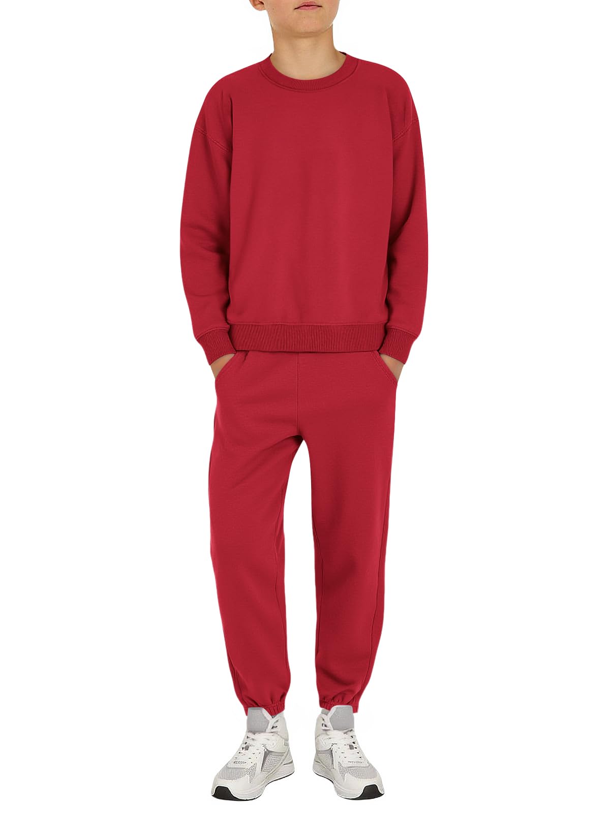 Haloumoning Tenue 2 pièces pour garçons – Sweat à col rond et pantalon de survêtement à taille élastique pour enfants de 5 à 14 ans