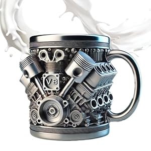 Ynpqtds V8-Motor Edelstahl Bierkrug 300ml