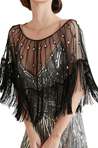 BABEYOND Sequin Beaded Shawl Wrap 1920s Evening Cape Shawl Gatsby for Evening Dresses Wedding Party